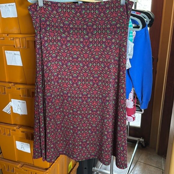 LuLaRoe Azure Geometric Pink Orange Skirt Size XL - Picture 5 of 5